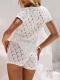 Kambry Sheer Button-Up Short Set [C8LKFX8Z]