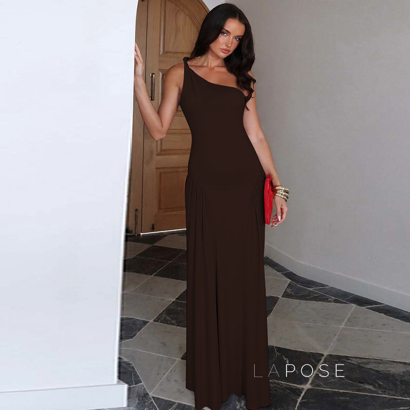 Kamoni One-Shoulder Ruched Maxi Dress [6W2763EH]