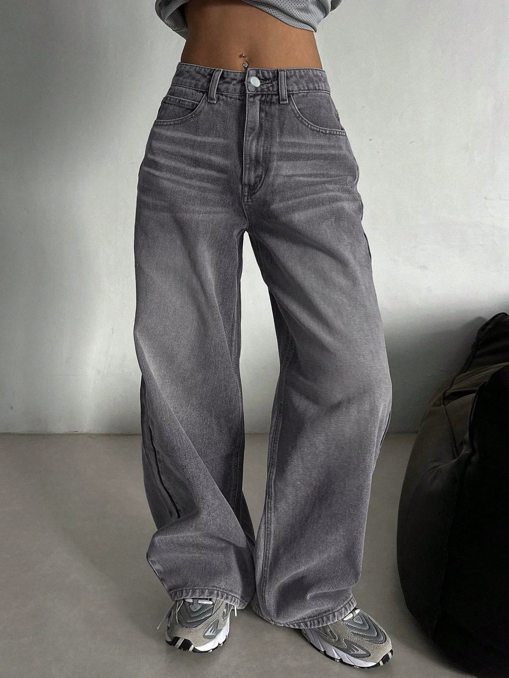 LaPose - Kamryn Grey Wide Leg Jeans