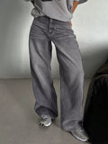 LaPose - Kamryn Grey Wide Leg Jeans - Light Gray Color
