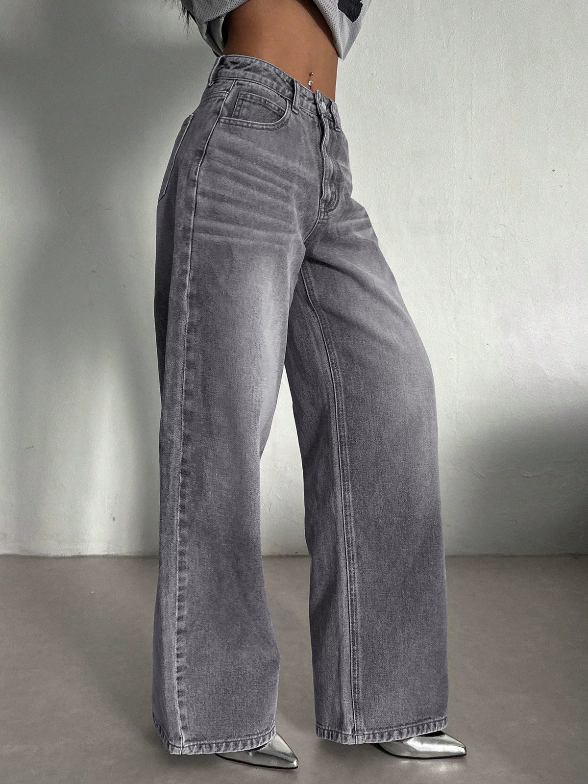 LaPose - Kamryn Grey Wide Leg Jeans