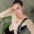Karaline Ribbed Knit V-Neck Top [RWHN8OZ4]