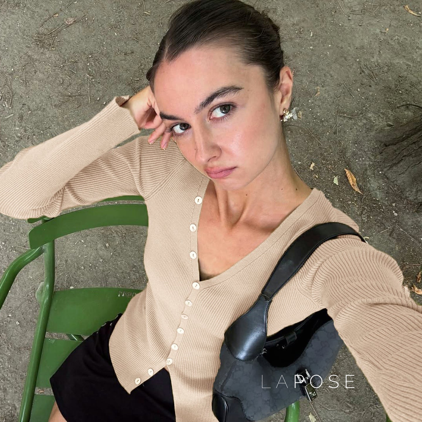 Karaline Ribbed Knit V-Neck Top [RWHN8OZ4]