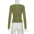 Karaline Ribbed Knit V-Neck Top [Q9JF281U]