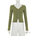 Karaline Ribbed Knit V-Neck Top [34K2Q2MF]