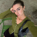 Karaline Ribbed Knit V-Neck Top [HDXXDXWG]