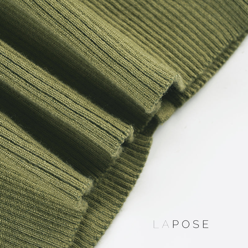 Karaline Ribbed Knit V-Neck Top [M76LATLX]