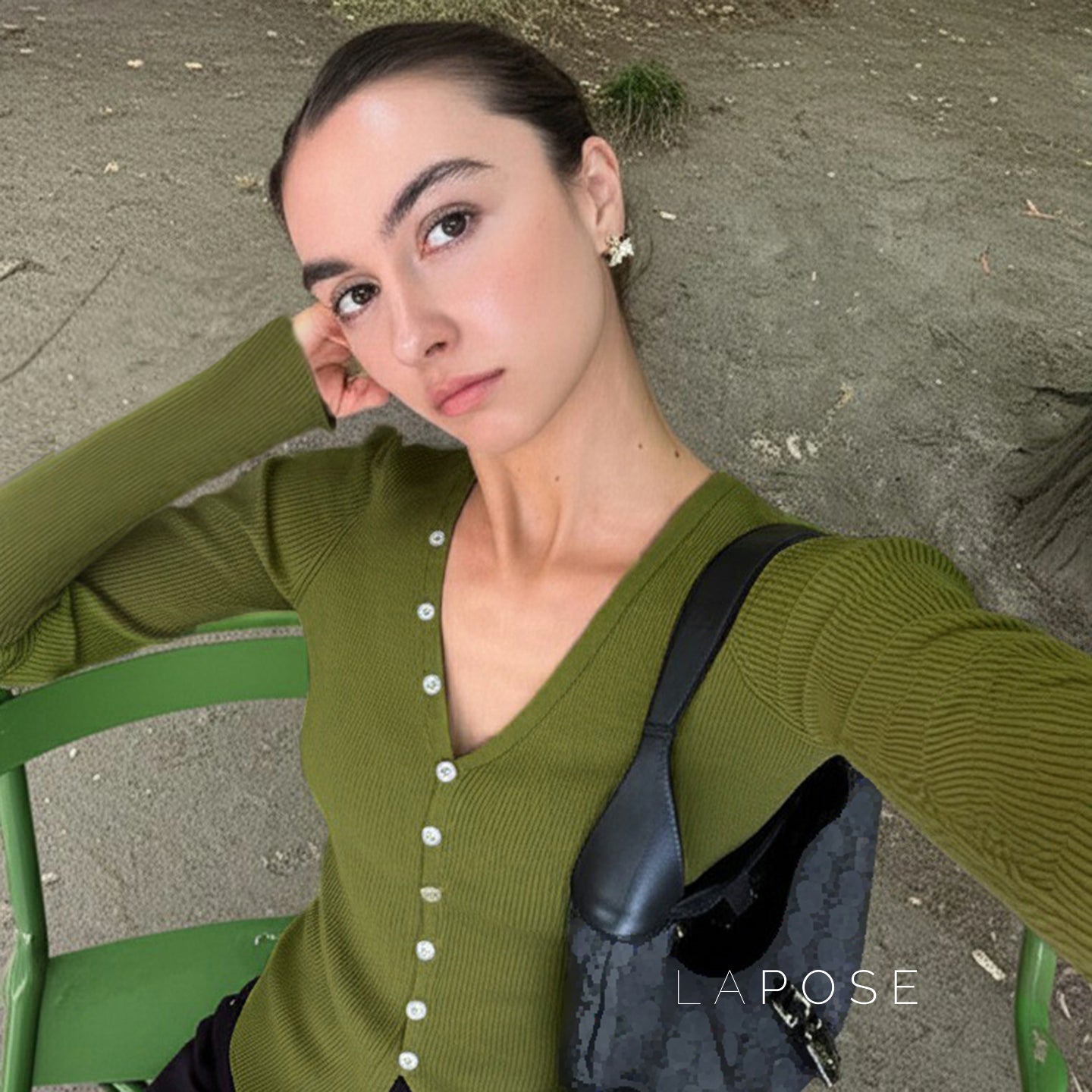 Karaline Ribbed Knit V-Neck Top [5KLAHMLT]