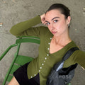 Karaline Ribbed Knit V-Neck Top [SH8KNELP]