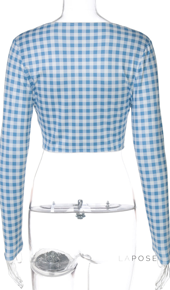 Karena Plaid Button-Up Crop Top [AVG1JVXE]