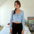 Karena Plaid Button-Up Crop Top [O55TRJ84]