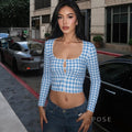 Karena Plaid Button-Up Crop Top [R8DOKZ3J]