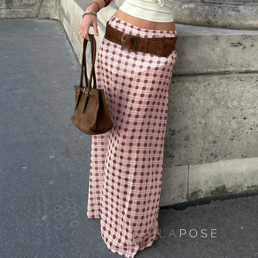 Karina Gingham Midi Skirt [Q694FXXX]