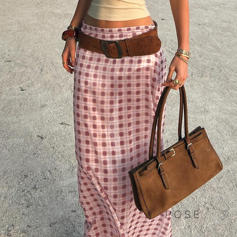 Karina Gingham Midi Skirt [ZF3YWKEV]