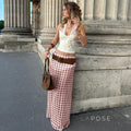 Karina Gingham Midi Skirt [KN2P4F36]