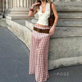 Karina Gingham Midi Skirt [NXK5TUT7]