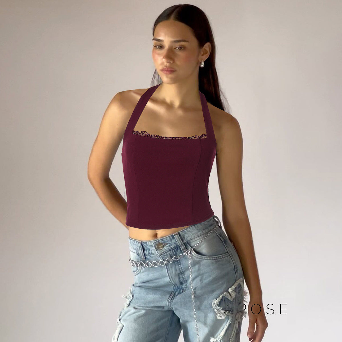 Karolina Lace-Up Halter Top [STFKMXW1]