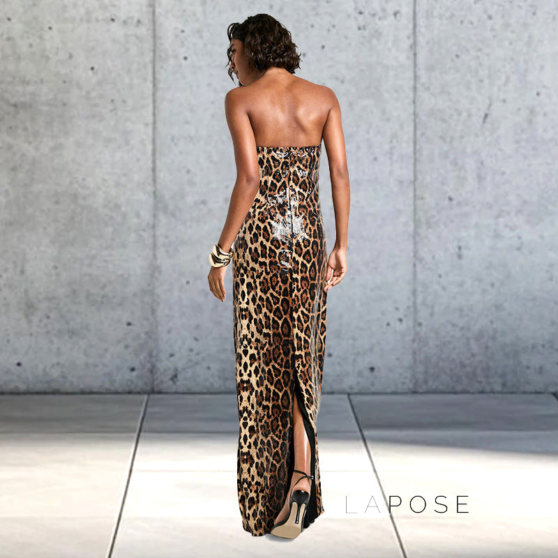 Karsen Leopard Print Tube Maxi Dress [F8MEAYGT]
