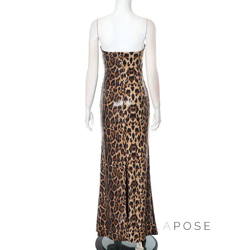Karsen Leopard Print Tube Maxi Dress [LY18TXSV]
