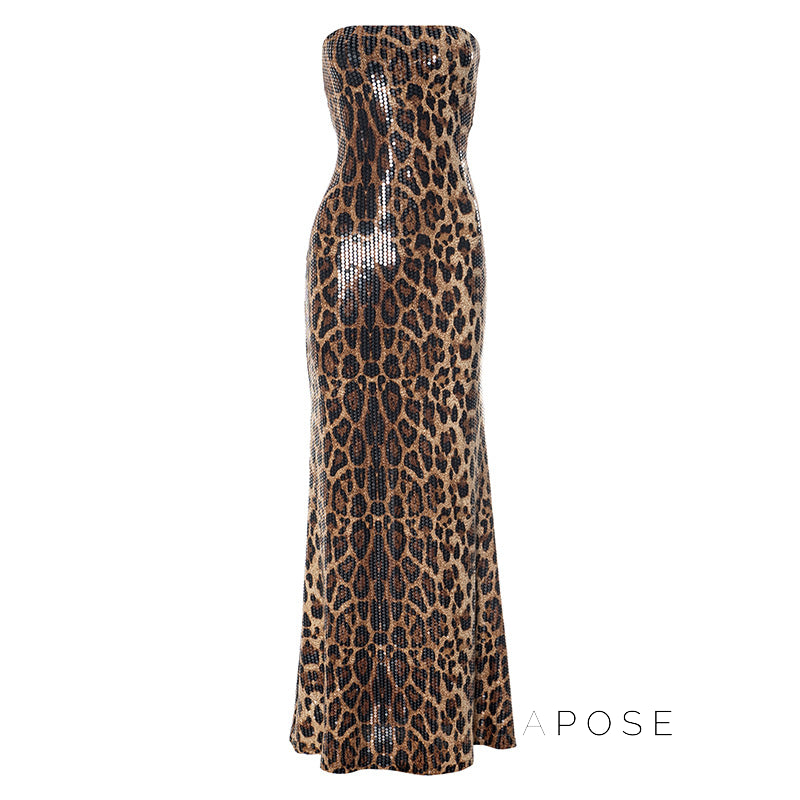 Karsen Leopard Print Tube Maxi Dress [N2D5P6C9]