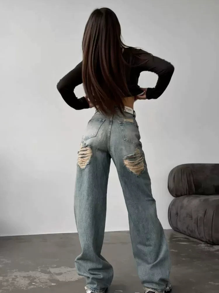 LaPose - Kashmere Ripped Back Wide Leg Jeans