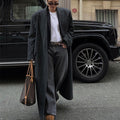 Kassidee Striped Lapel Long Coat [316EX0VR]
