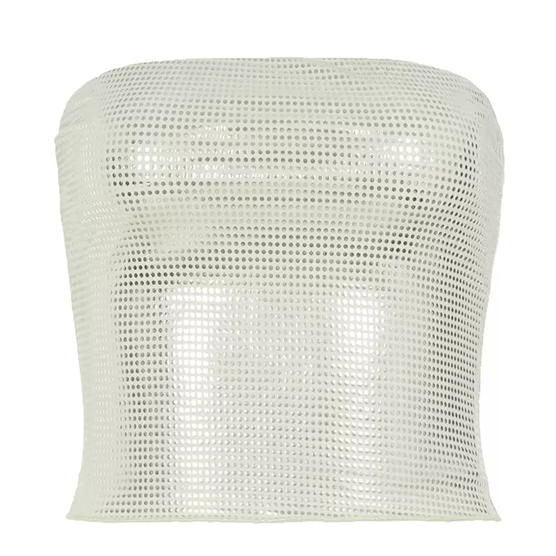LaPose - Katharine Shimmering Rhinestone Tube Top - Pale Yellow Color