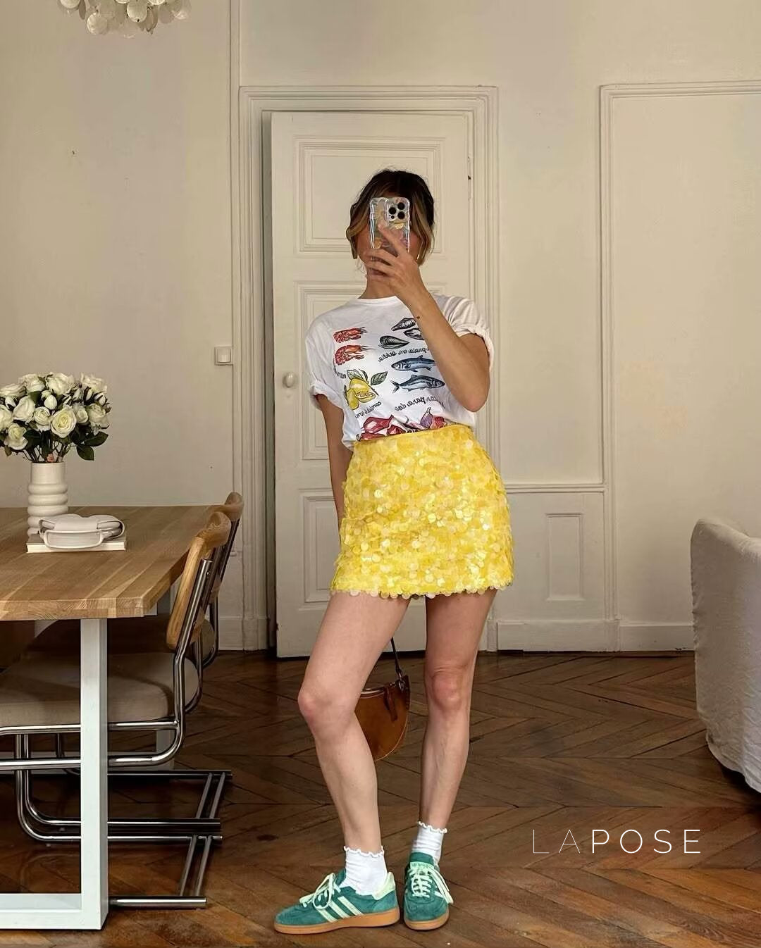 Kathia Sequin Denim Mini Skirt [RUZM0KX3]