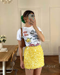 Kathia Sequin Denim Mini Skirt [X0E93AZT]