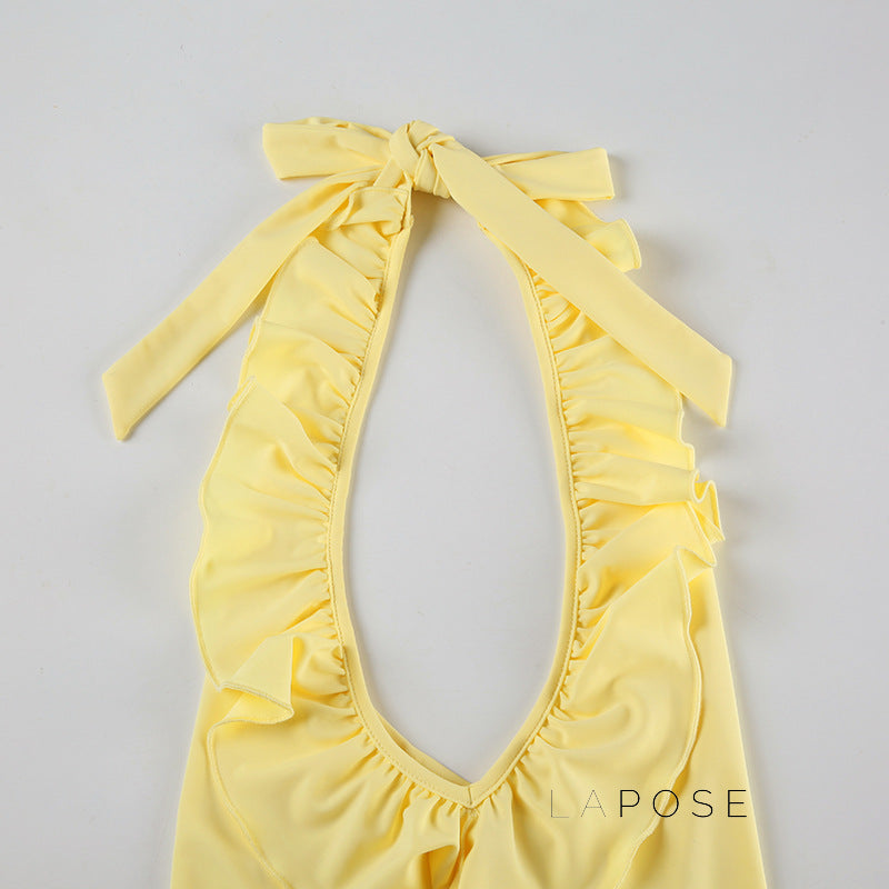 Katlyn Ruffled Halter Skirt Set [TXCYI2VS]