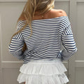 Kaylin Off Shoulder Striped Top [LWHJZ07K]