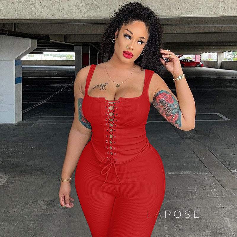 Kaylin Ribbed Shorts Set [5FD9EF08]