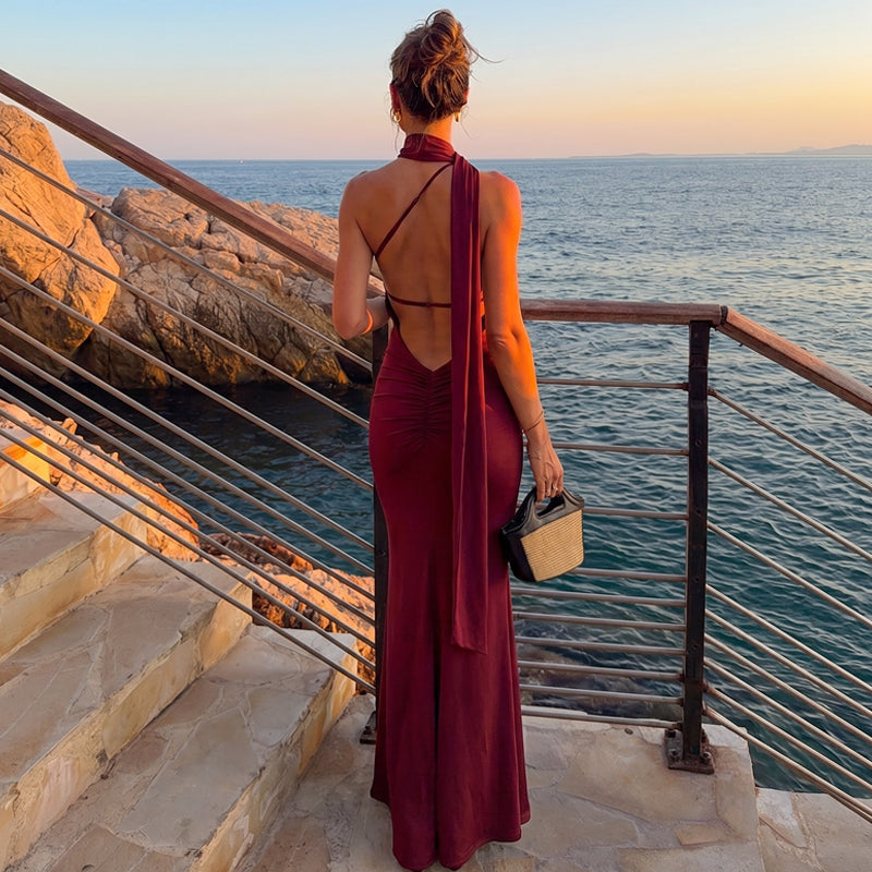 LaPose - Kealani Backless Halter Maxi Dress