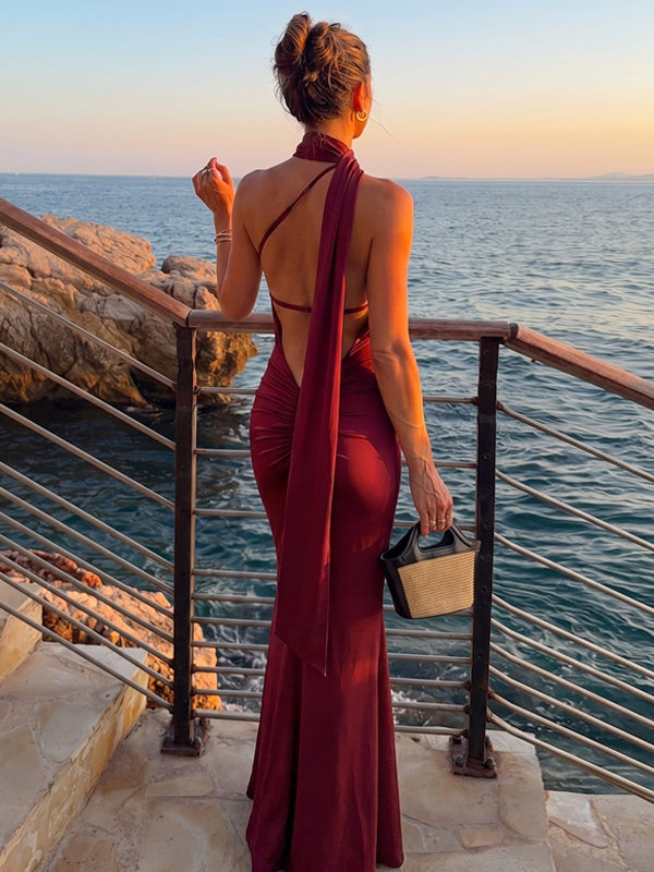 LaPose - Kealani Backless Halter Maxi Dress