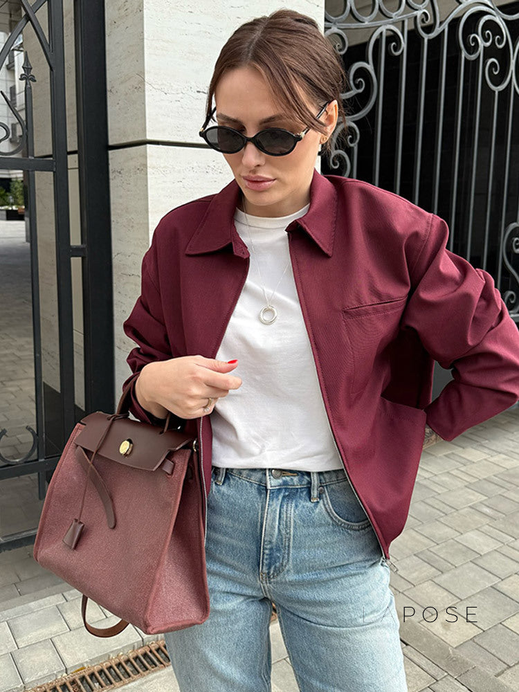 Keaton Zip-Up Lapel Jacket [9UXJIA1W]