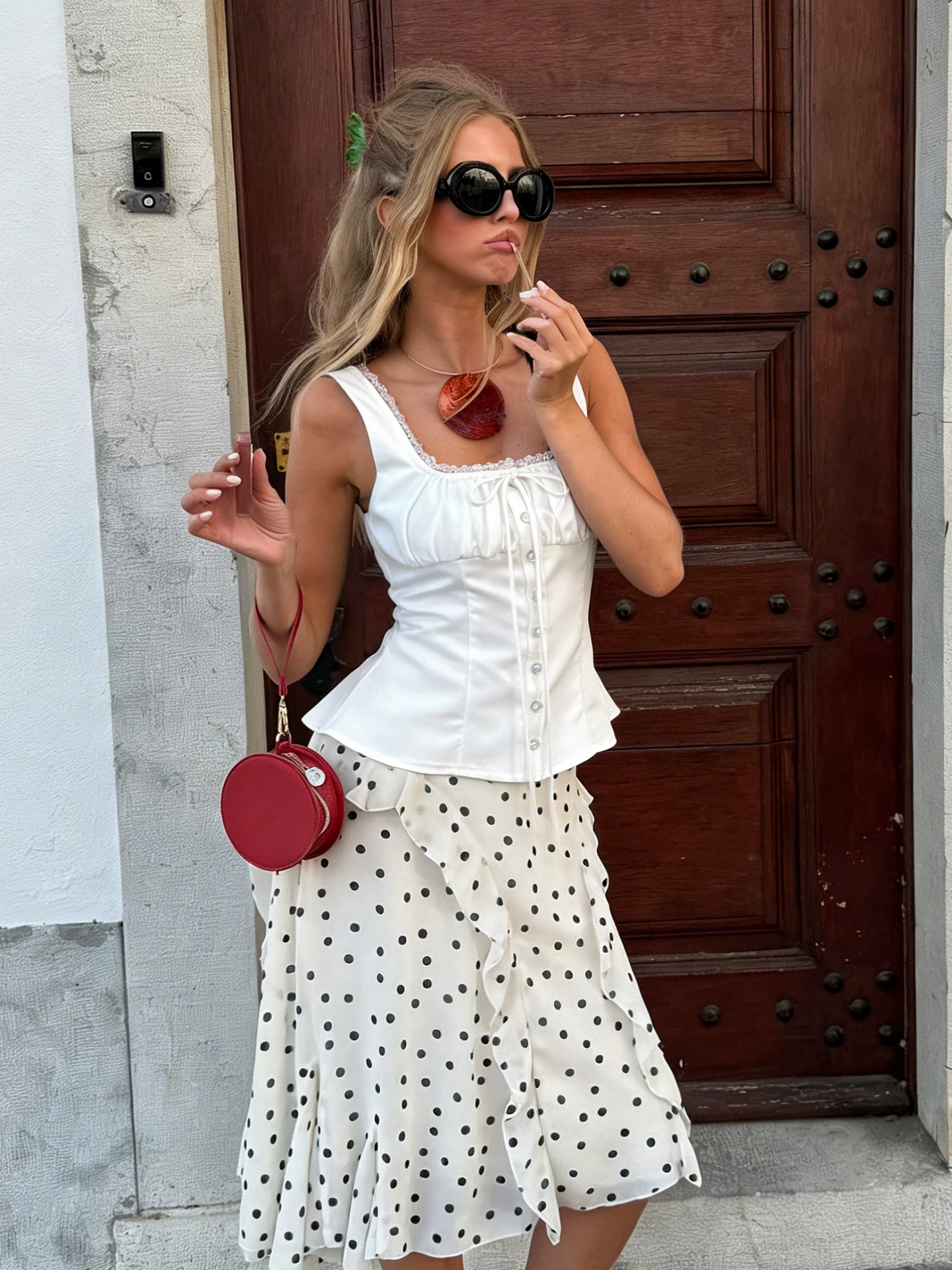 LaPose - Kelis Lace Trim Ruched Tank