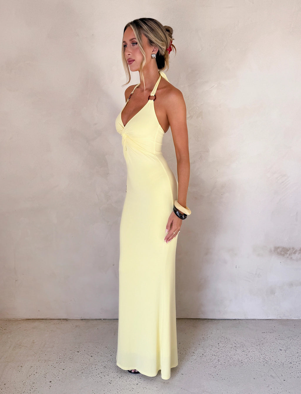 LaPose Kendra Twist Front Maxi Dress