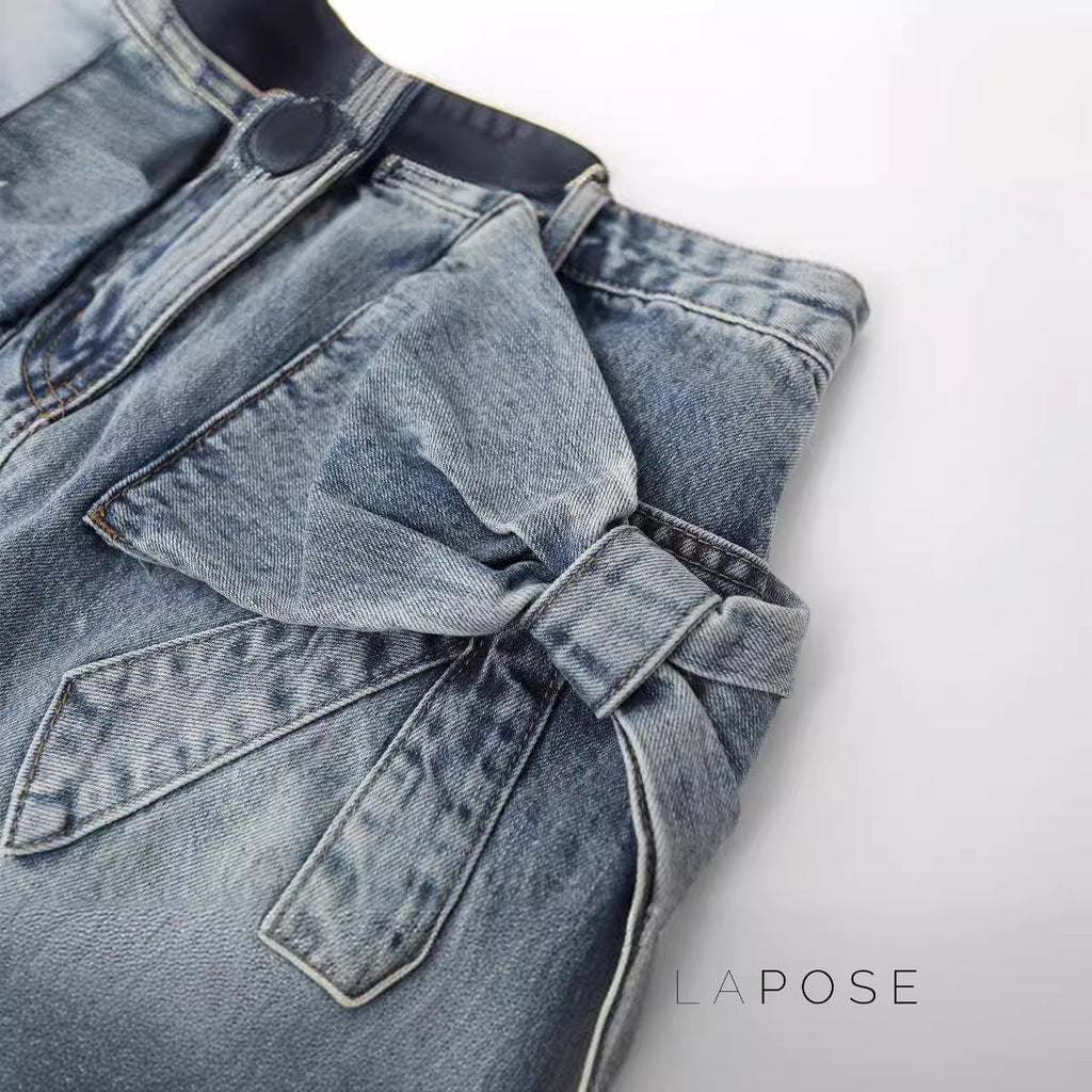 Kendyl Bow Denim Mini Skirt [7WHQX65G]