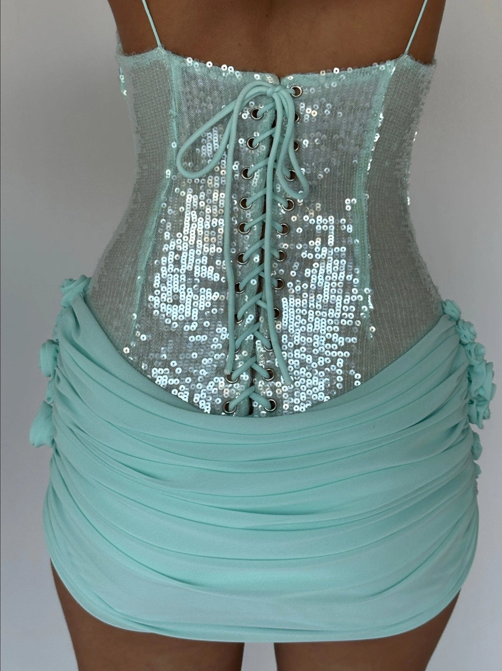 LaPose Kennady Sequin Rosette Mini Dress
