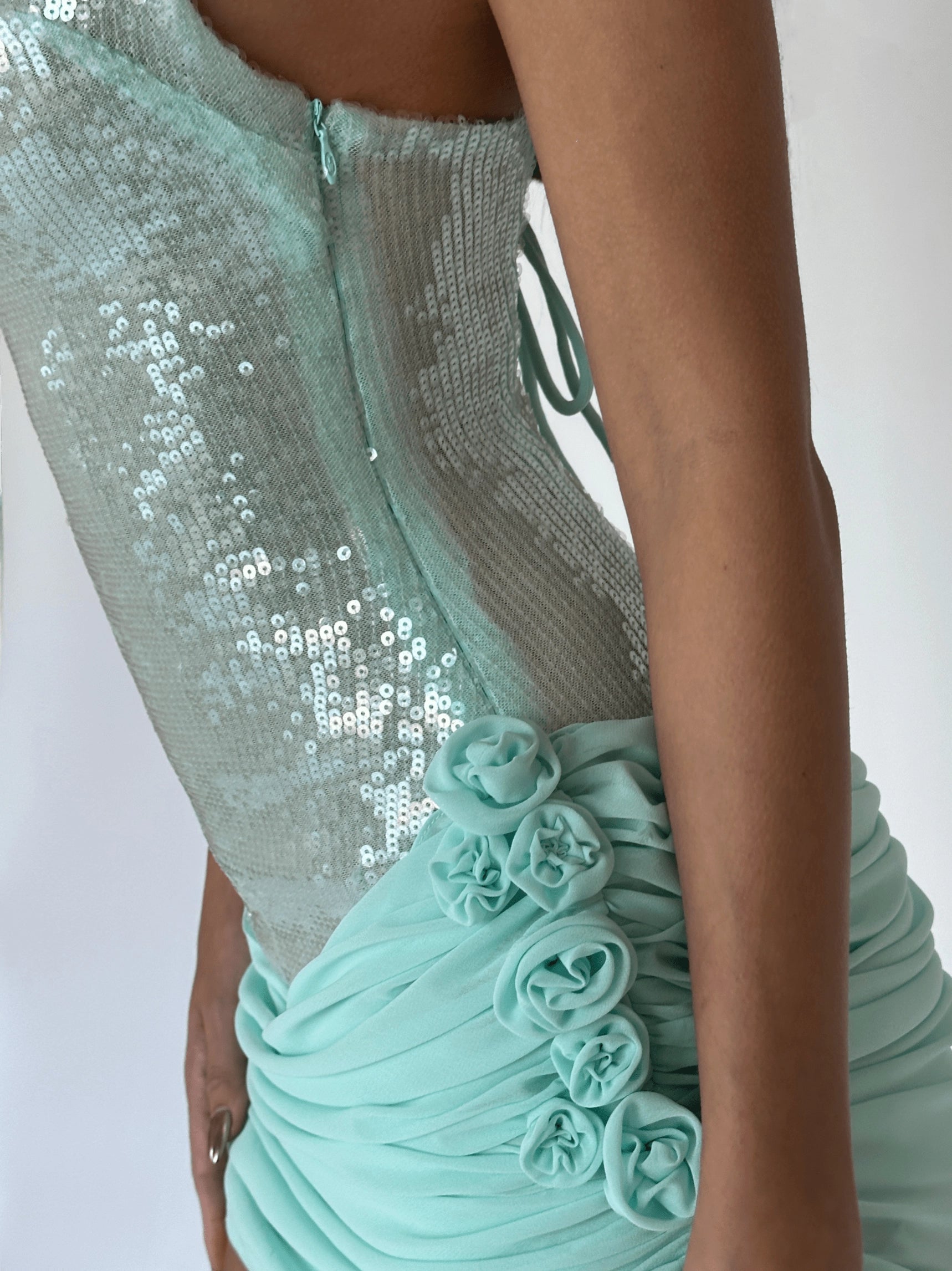 LaPose Kennady Sequin Rosette Mini Dress