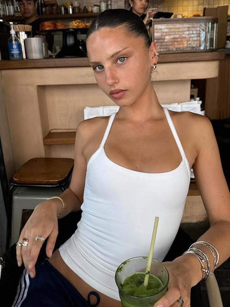 Kennedi Ribbed Halter Crop Top