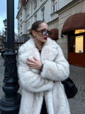 LaPose - Kenslee Luxe Long Faux Fur Coat - Milky White Color