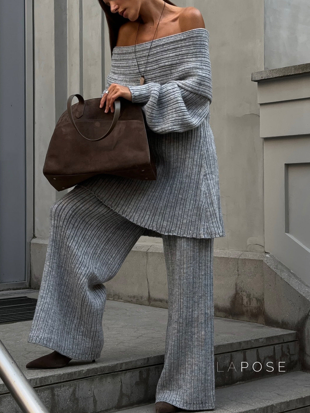 Kensli Knit Wide-Leg Pant Set [HL3F8ETM]