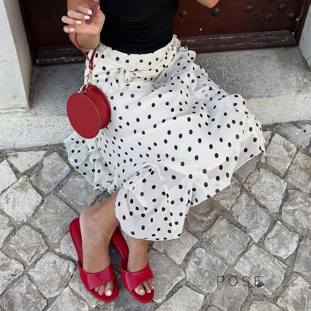 Kenzley Ruffled Patchwork Asymmetric Skirt [8XEY6NSO]