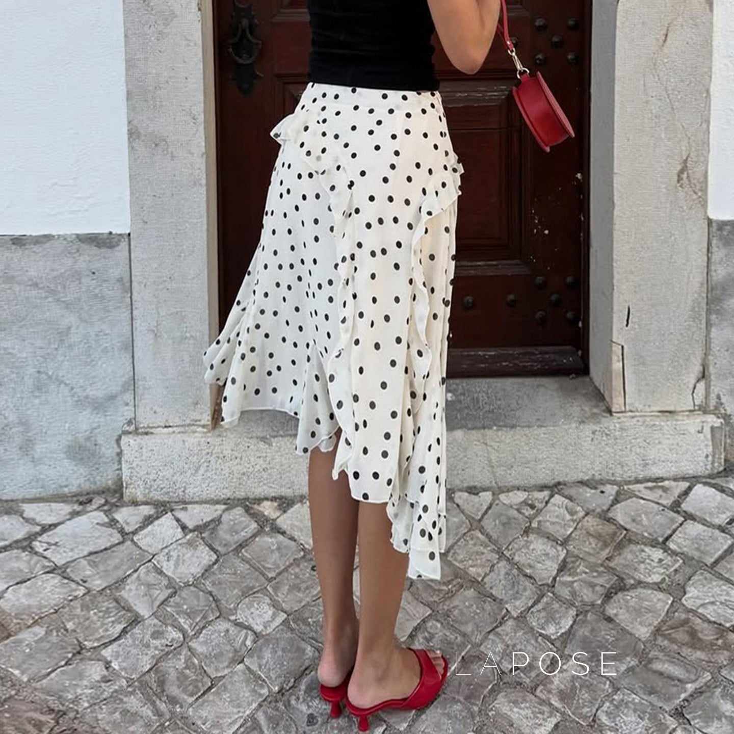 Kenzley Ruffled Patchwork Asymmetric Skirt [APN3HD6T]