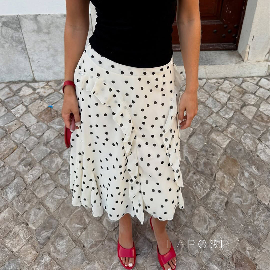 Kenzley Ruffled Patchwork Asymmetric Skirt [VUFC2P68]