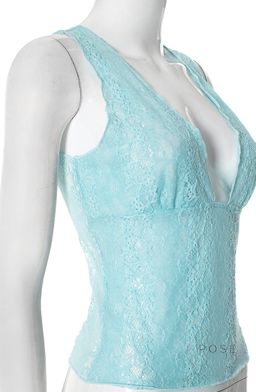 Kenzlie Lace Trim Crop Top [VG25TNVY]