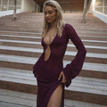Keyanna Knitted Cutout Maxi Dress [C4H7KOOP]