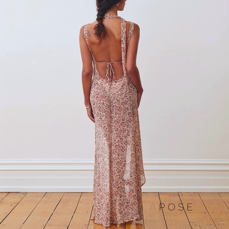 Khalia Backless Floral Maxi Dress [DIVFZBGQ]