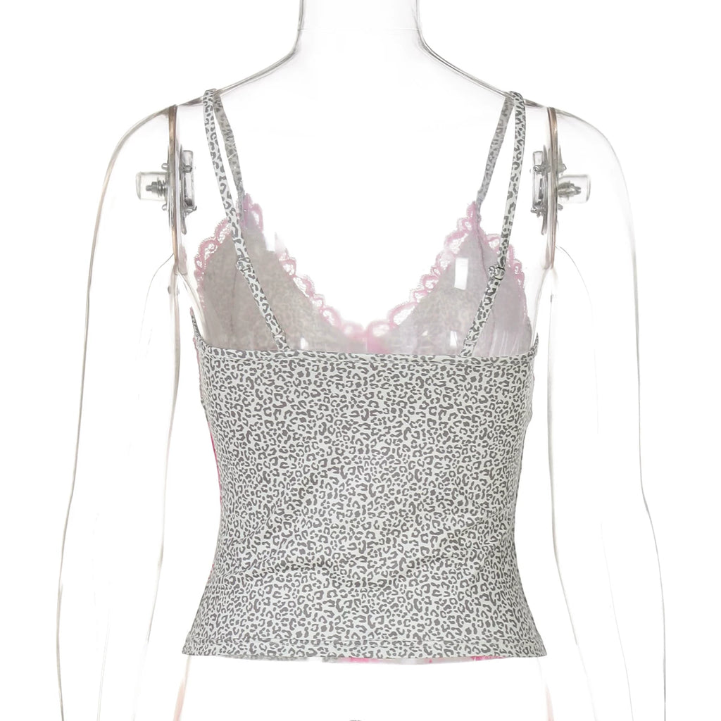 LaPose - Khelani Lace Leopard Print Cami